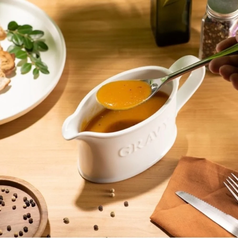 NEW - Ceramic Gravy Boat, Serving Dispenser, Porcelain Pitcher for Sauces